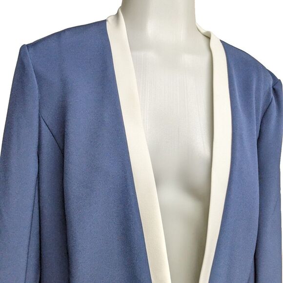 Project Runway Blazer Women Size Medium Navy Blue w/White Trim Jacket  M - Picture 3 of 8